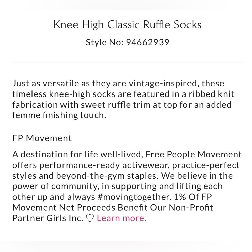 Free People Knee High Classic Ruffle Socks NWT - Picture 3 of 7